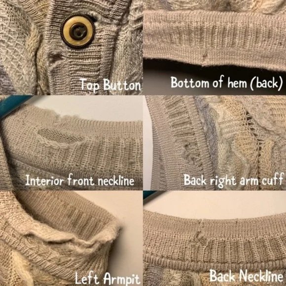 Rare COOGI Australia Wool 3D Cable Knit Oversized Sweater Vest Cardigan 80s 90s - Picture 7 of 8